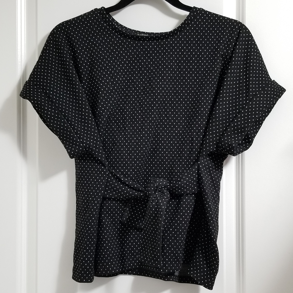 EXPRESS Tie Front Rolled Sleeves Top